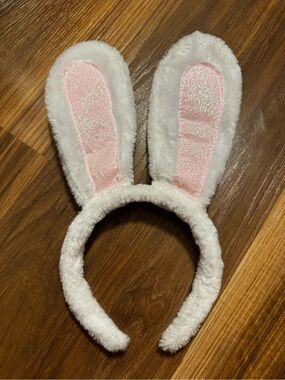 AWESOME BENDABLE Plush Bunny Ear Headband - White & Pink